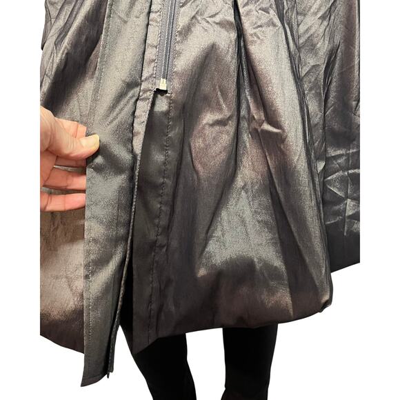 Vtg 90s Joseph Ribkoff Sz 10 Trench Coat Bubble Hem Gray Satin Glam Statement - Picture 12 of 16